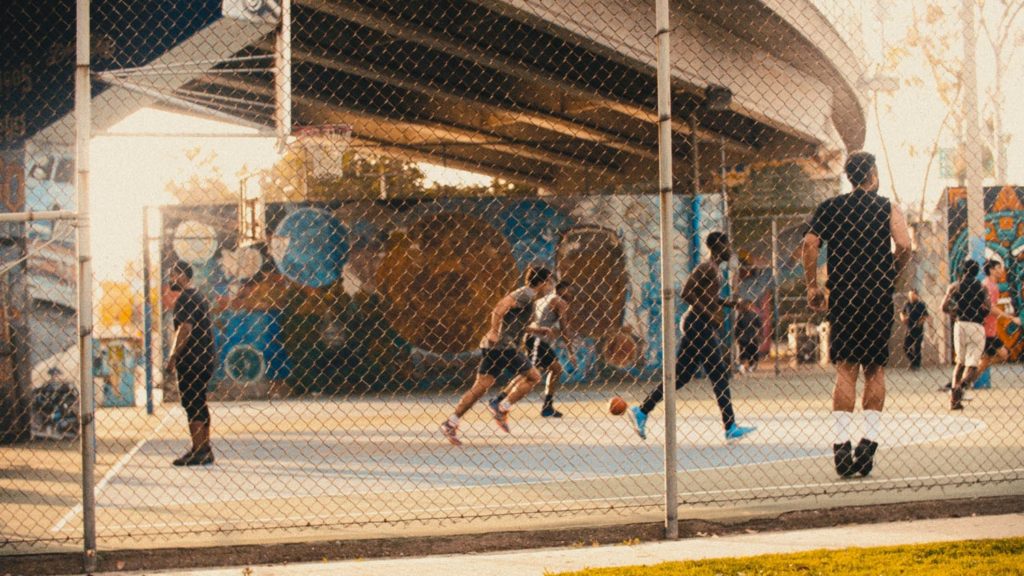 playing basketball in chicano park for film documentary